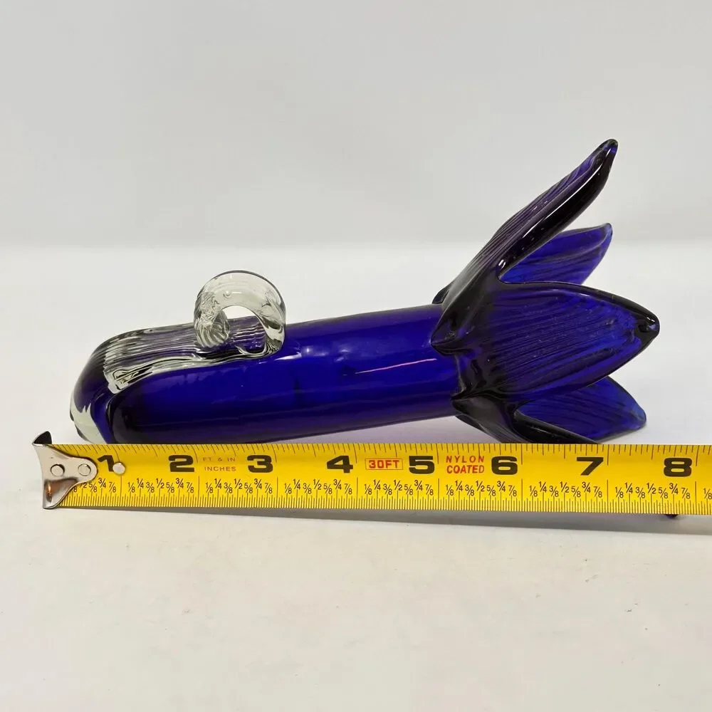 Vintage Cobalt Blue Glass Hanging Wall Pocket Bud Vase Jack in Pulpit Flared Rim